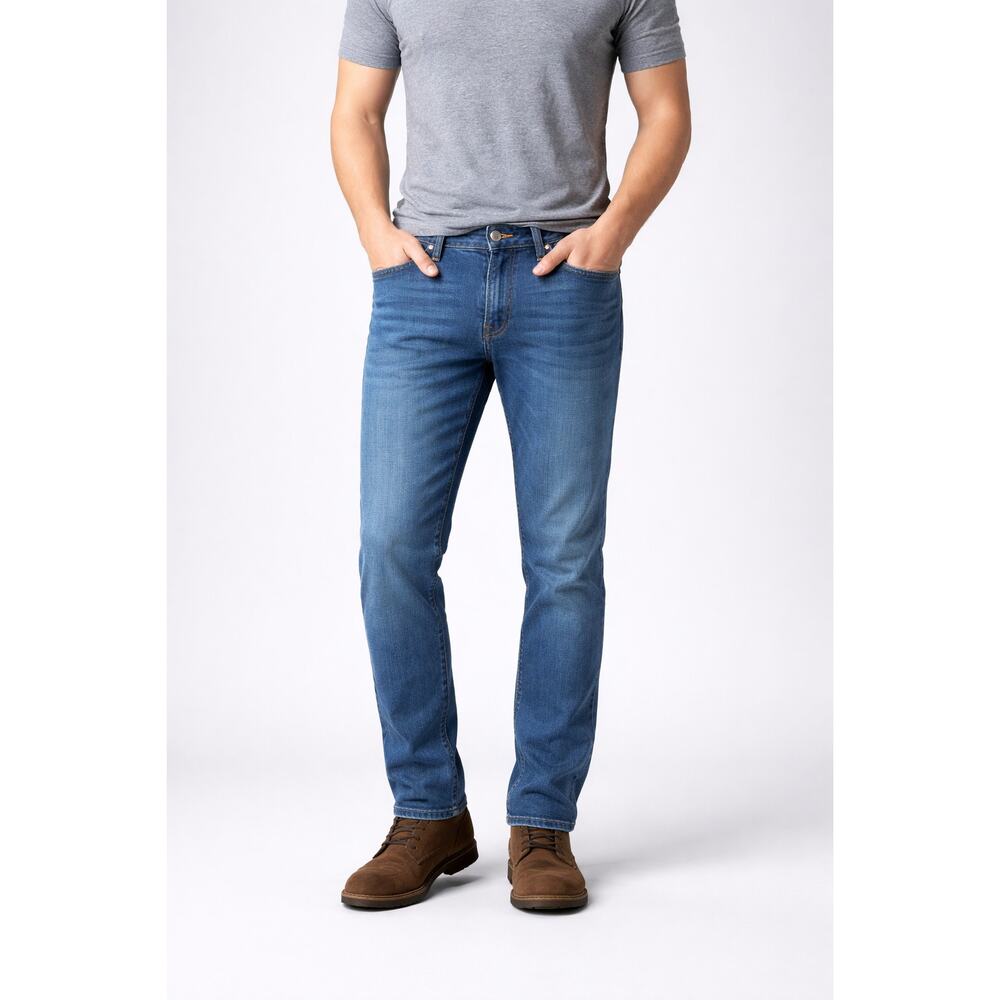 Mugsy Studio Blue Stretch Jeans Mens 35x30 Slim Straight Comfort Denim designer